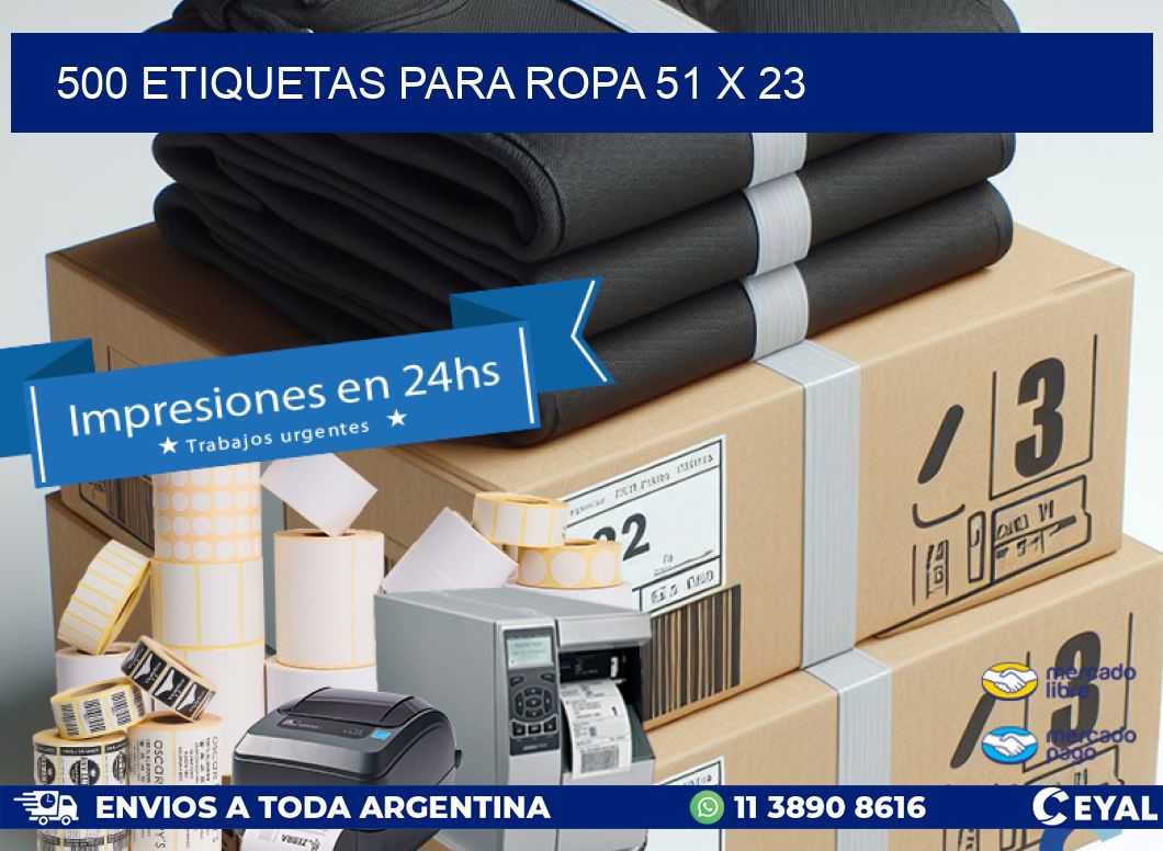 500 ETIQUETAS PARA ROPA 51 x 23