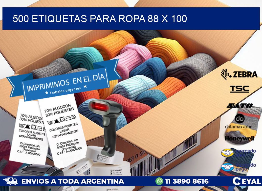 500 ETIQUETAS PARA ROPA 88 x 100