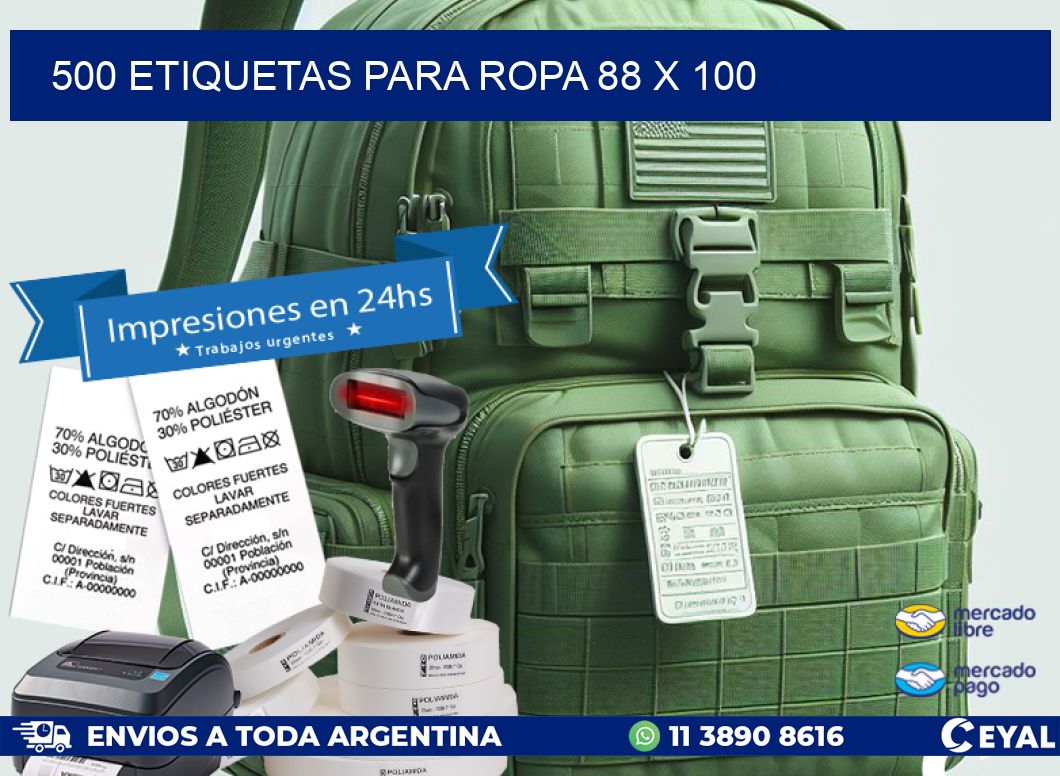 500 ETIQUETAS PARA ROPA 88 x 100