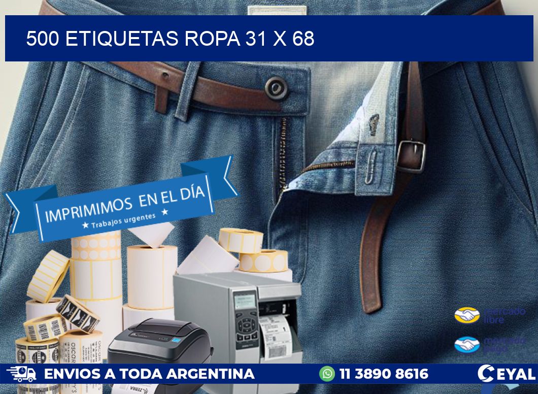 500 ETIQUETAS ROPA 31 x 68