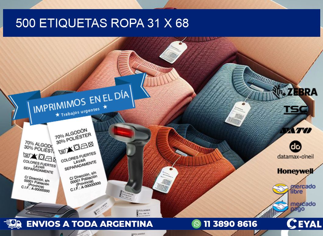 500 ETIQUETAS ROPA 31 x 68