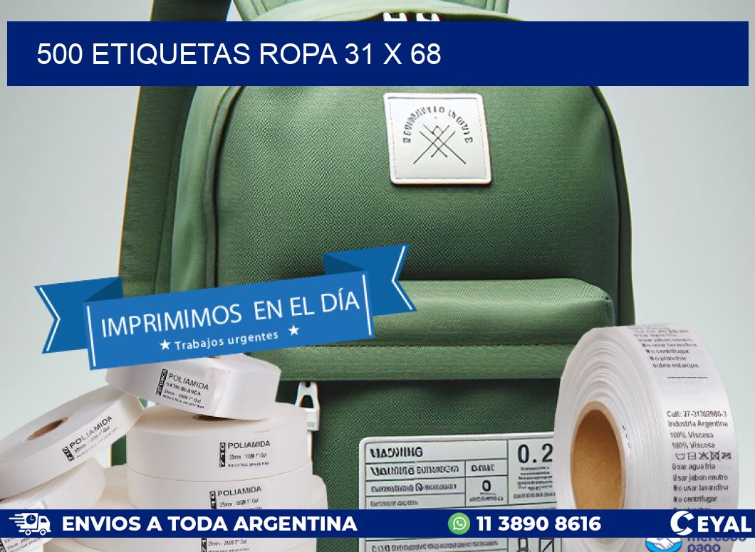 500 ETIQUETAS ROPA 31 x 68