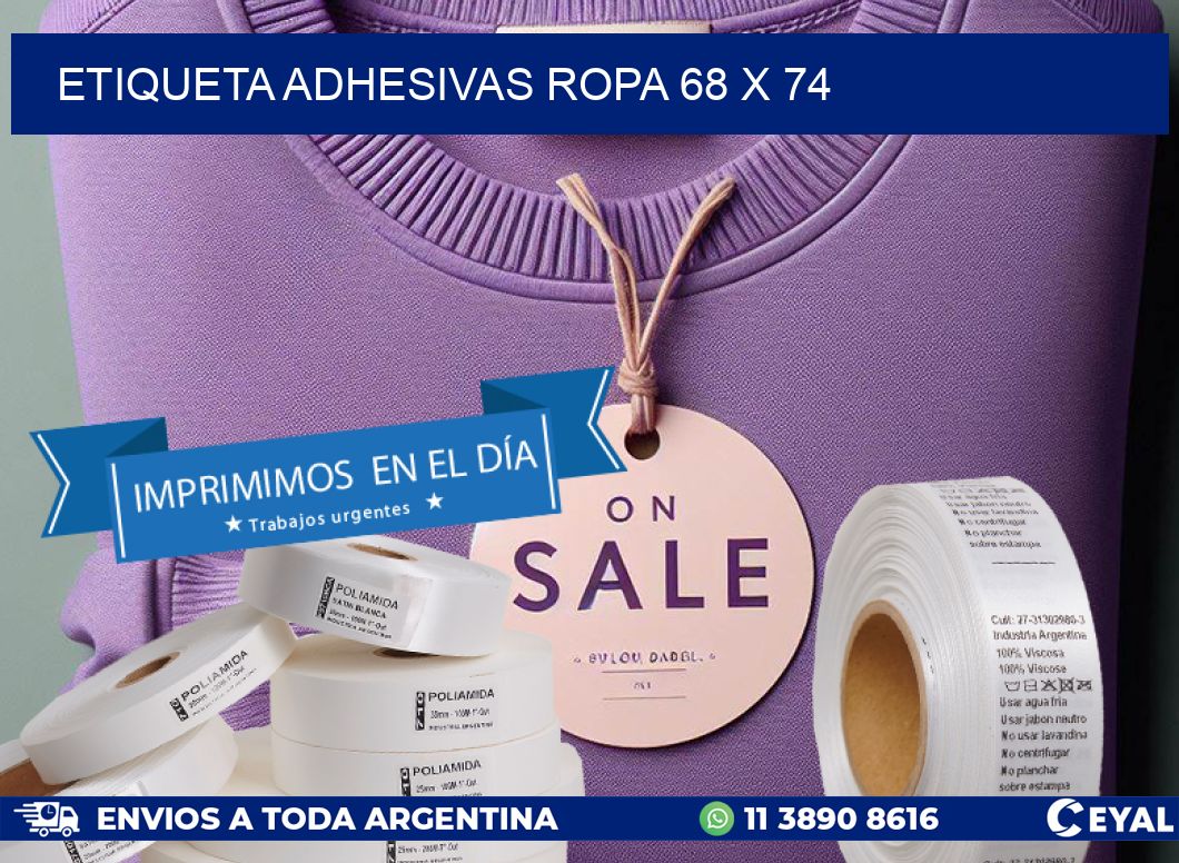 ETIQUETA ADHESIVAS ROPA 68 x 74