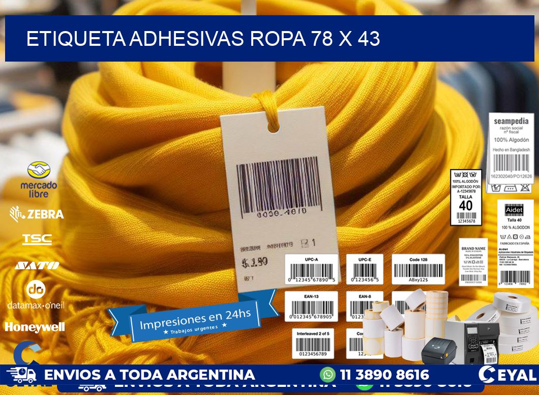 ETIQUETA ADHESIVAS ROPA 78 x 43