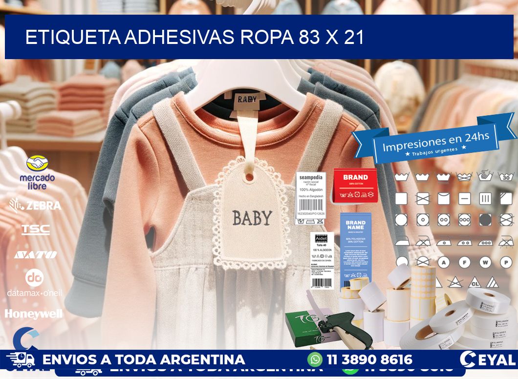 ETIQUETA ADHESIVAS ROPA 83 x 21