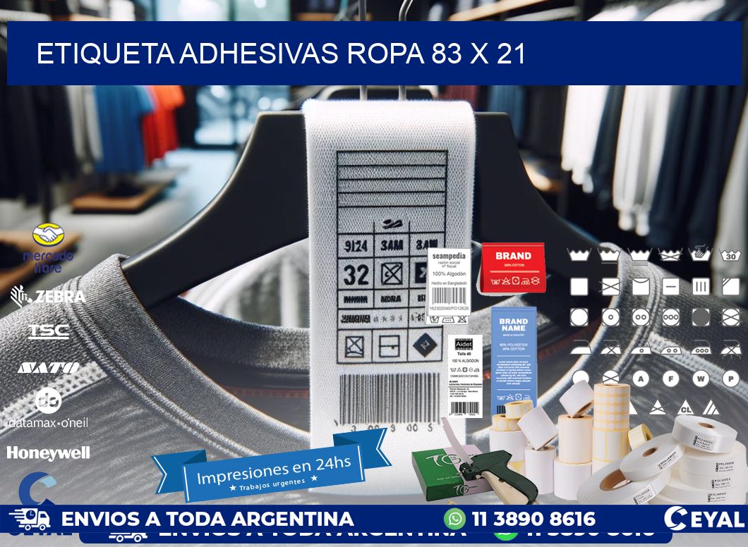 ETIQUETA ADHESIVAS ROPA 83 x 21