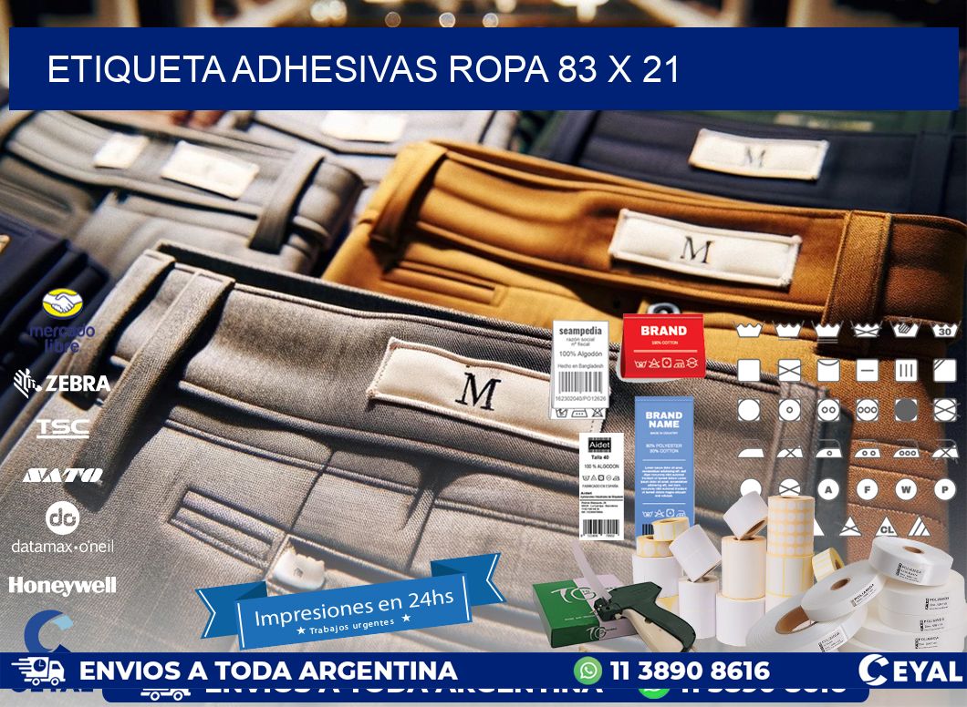 ETIQUETA ADHESIVAS ROPA 83 x 21