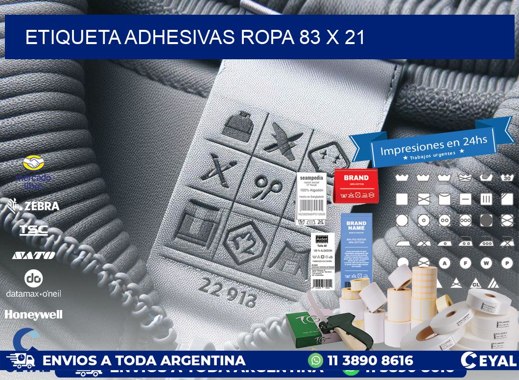 ETIQUETA ADHESIVAS ROPA 83 x 21