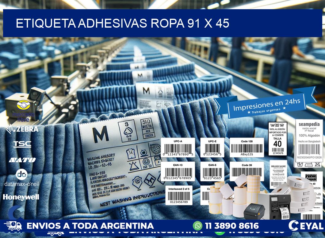 ETIQUETA ADHESIVAS ROPA 91 x 45