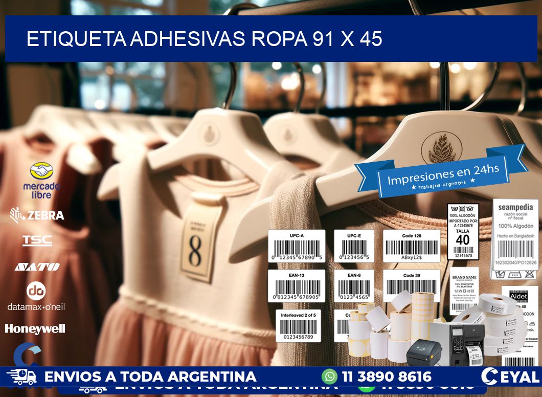 ETIQUETA ADHESIVAS ROPA 91 x 45