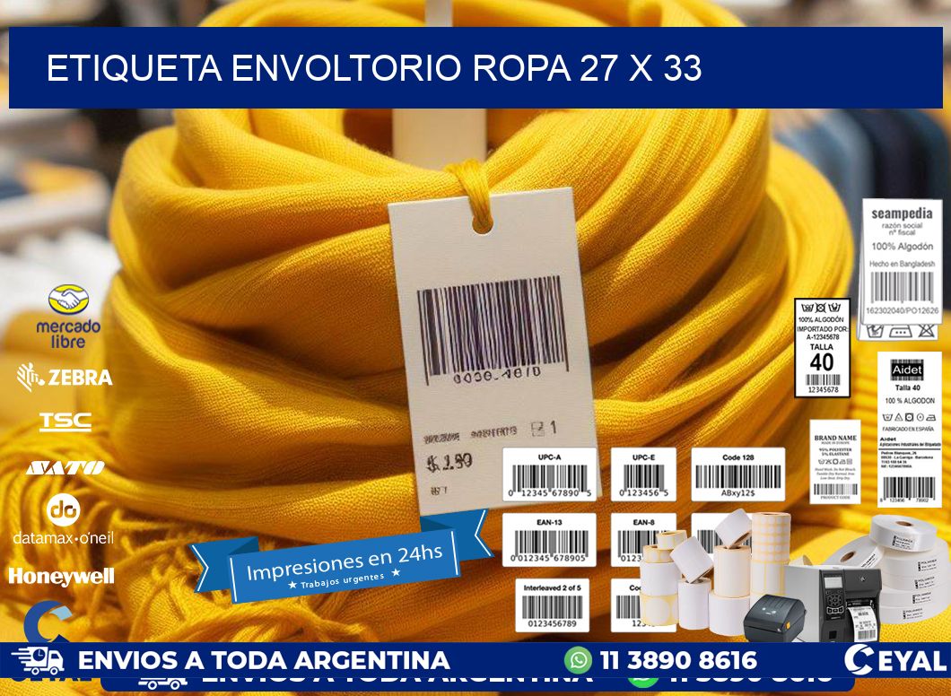 ETIQUETA ENVOLTORIO ROPA 27 x 33