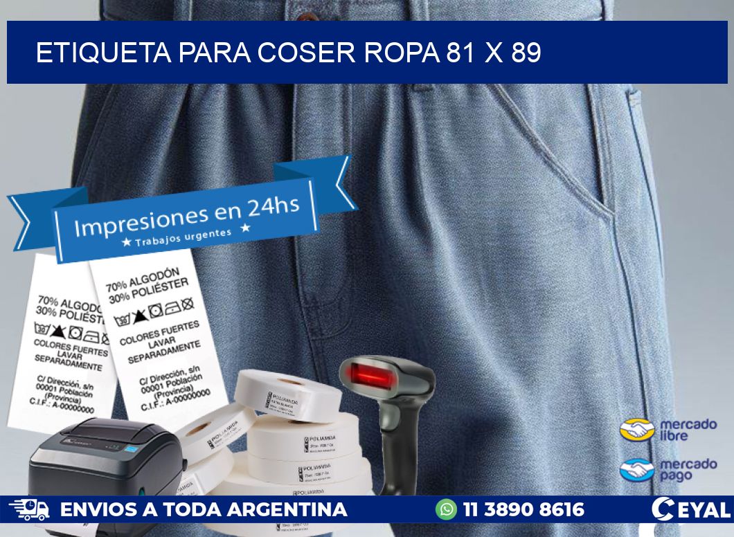 ETIQUETA PARA COSER ROPA 81 x 89