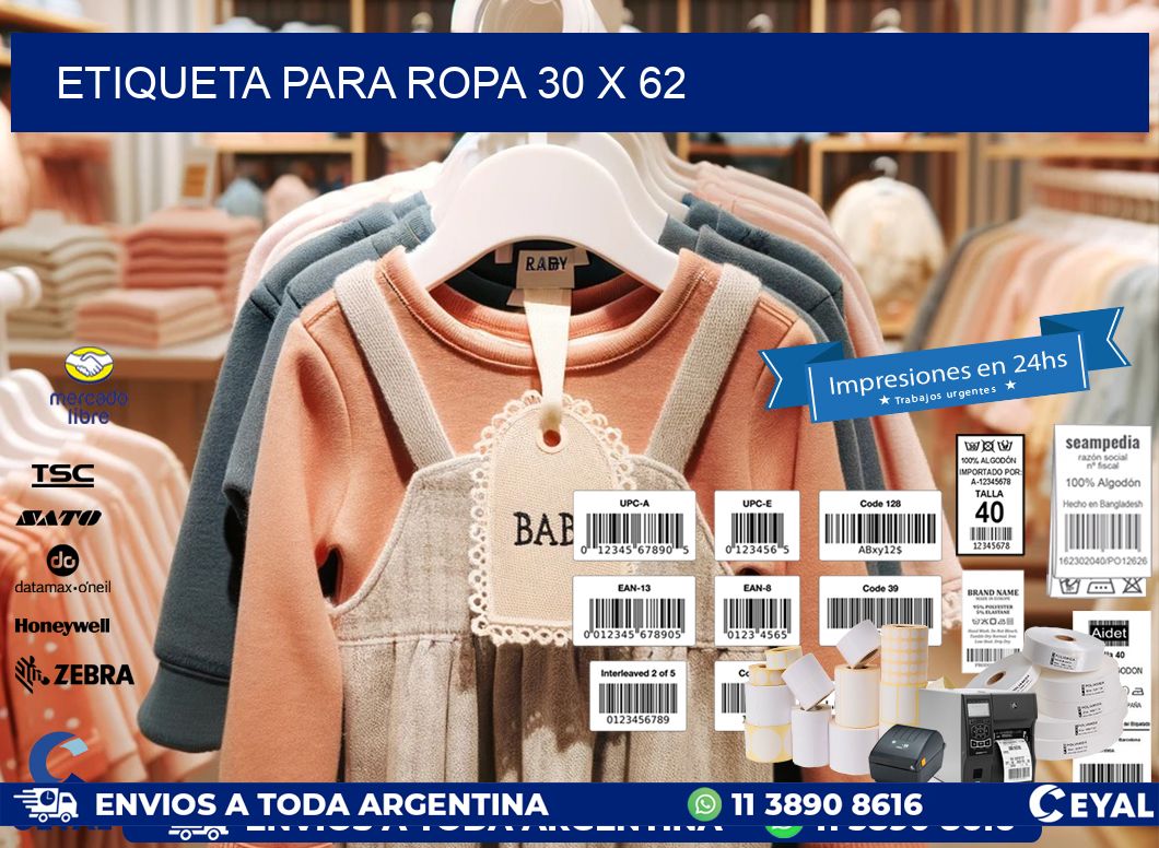 ETIQUETA PARA ROPA 30 x 62