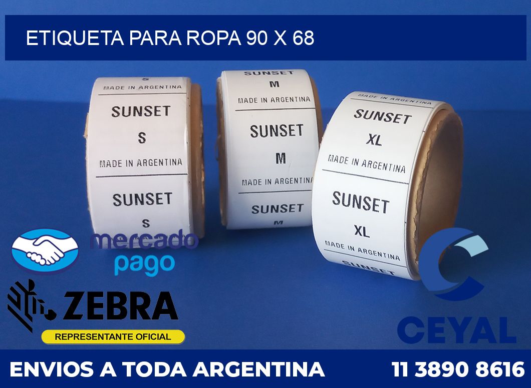 ETIQUETA PARA ROPA 90 x 68