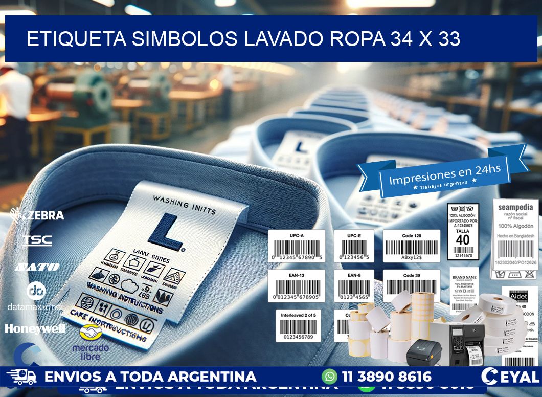 ETIQUETA SIMBOLOS LAVADO ROPA 34 x 33