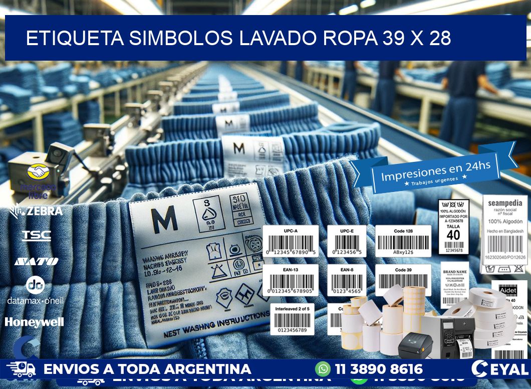 ETIQUETA SIMBOLOS LAVADO ROPA 39 x 28