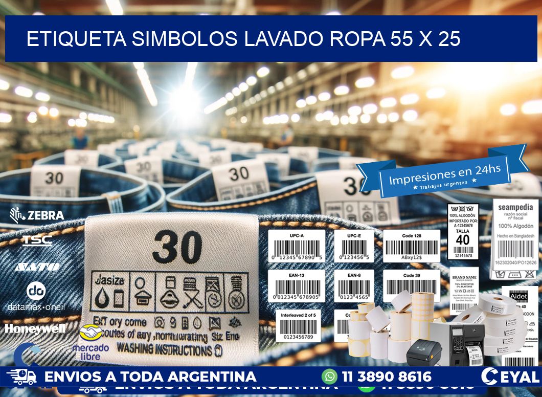 ETIQUETA SIMBOLOS LAVADO ROPA 55 x 25