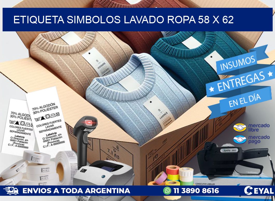 ETIQUETA SIMBOLOS LAVADO ROPA 58 x 62