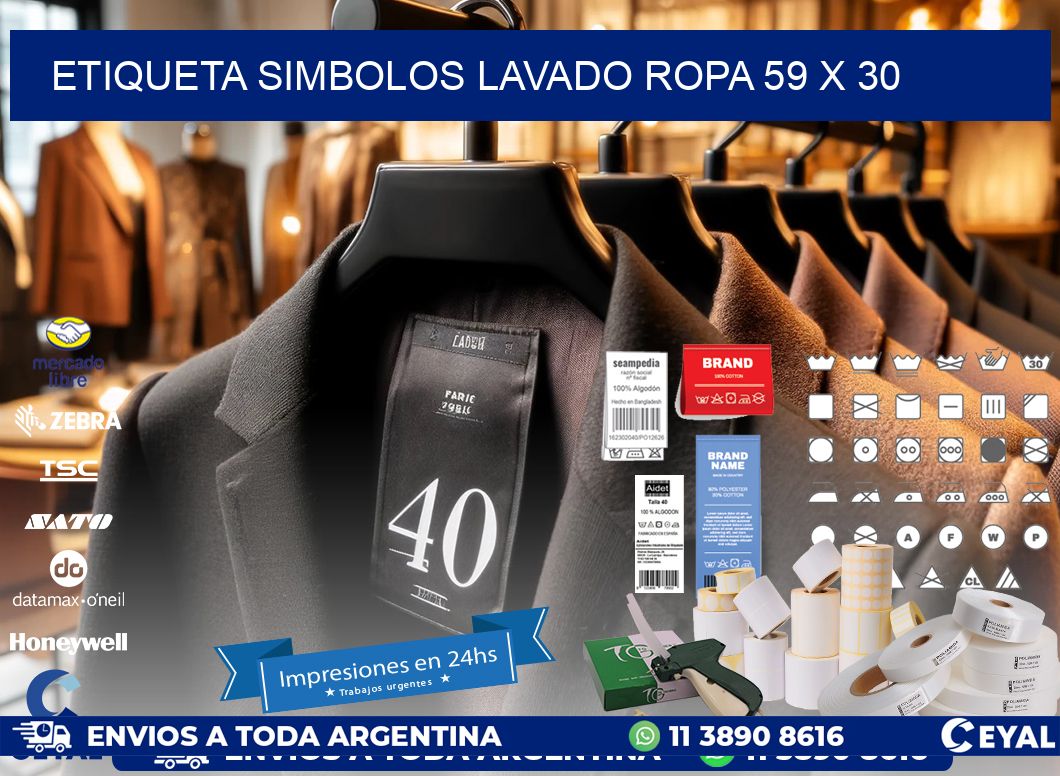 ETIQUETA SIMBOLOS LAVADO ROPA 59 x 30