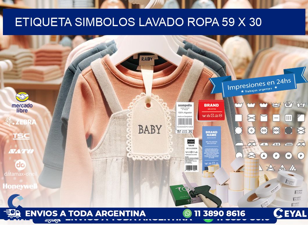 ETIQUETA SIMBOLOS LAVADO ROPA 59 x 30