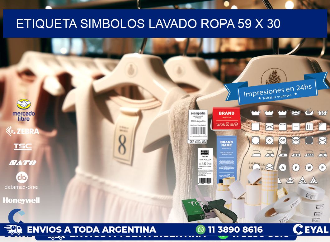 ETIQUETA SIMBOLOS LAVADO ROPA 59 x 30