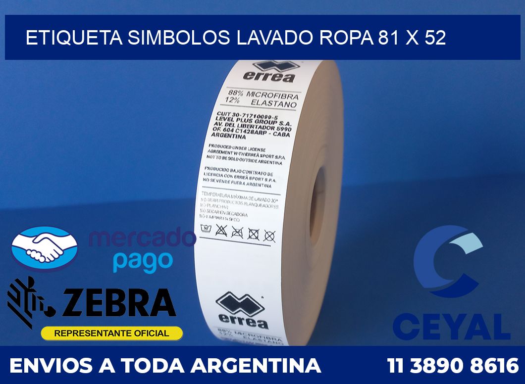 ETIQUETA SIMBOLOS LAVADO ROPA 81 x 52