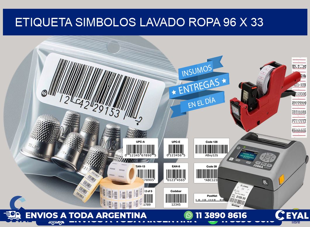 ETIQUETA SIMBOLOS LAVADO ROPA 96 x 33