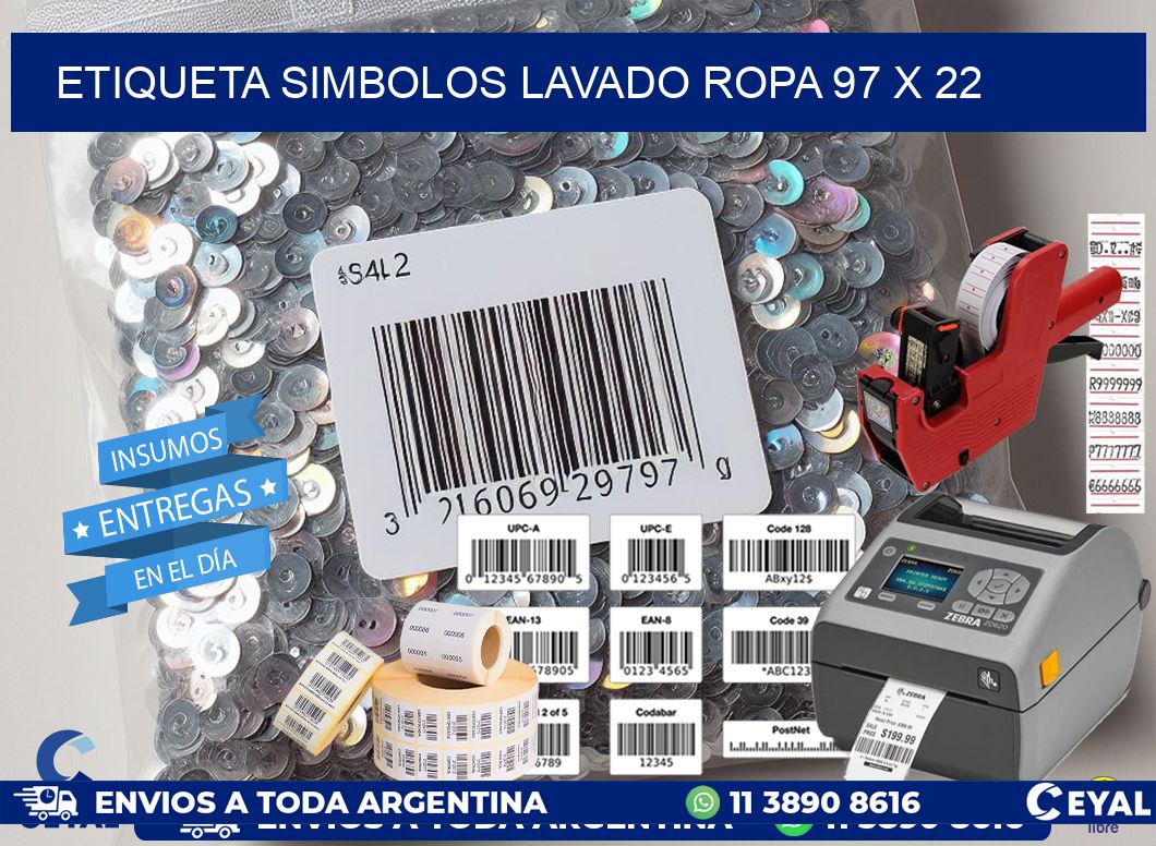 ETIQUETA SIMBOLOS LAVADO ROPA 97 x 22