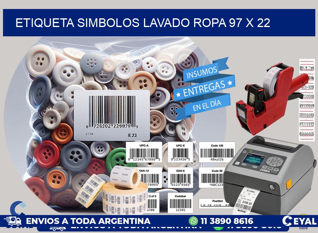ETIQUETA SIMBOLOS LAVADO ROPA 97 x 22