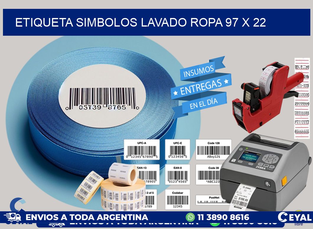 ETIQUETA SIMBOLOS LAVADO ROPA 97 x 22