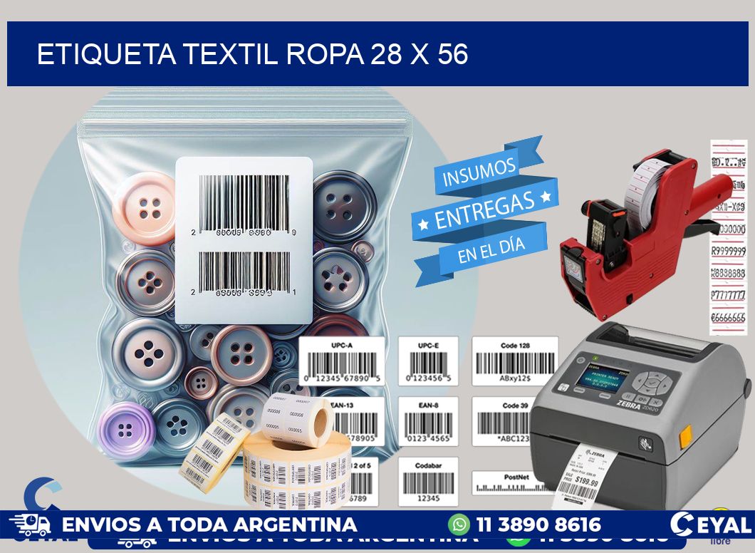 ETIQUETA TEXTIL ROPA 28 x 56