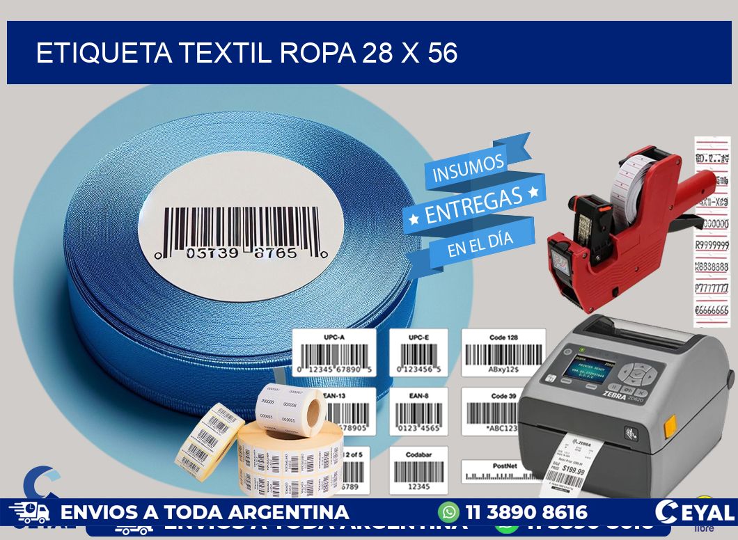 ETIQUETA TEXTIL ROPA 28 x 56
