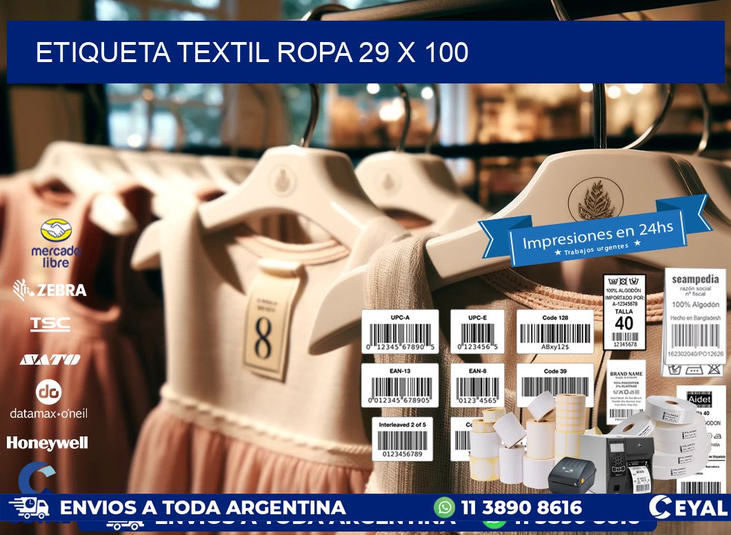 ETIQUETA TEXTIL ROPA 29 x 100