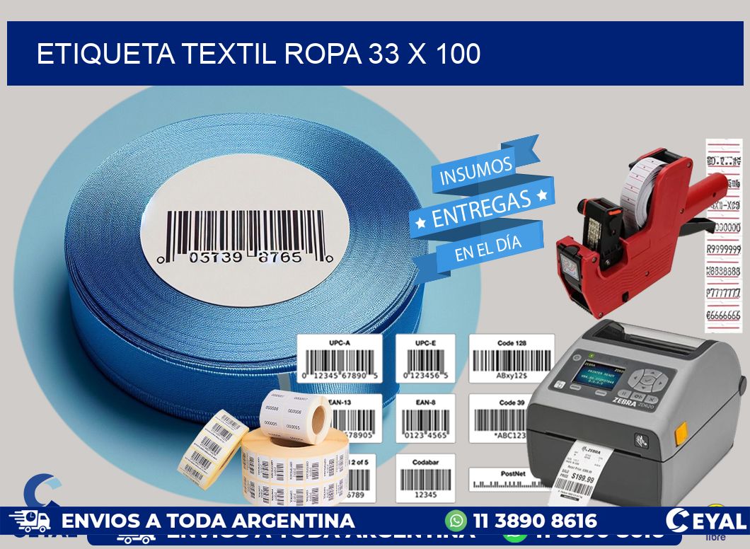 ETIQUETA TEXTIL ROPA 33 x 100