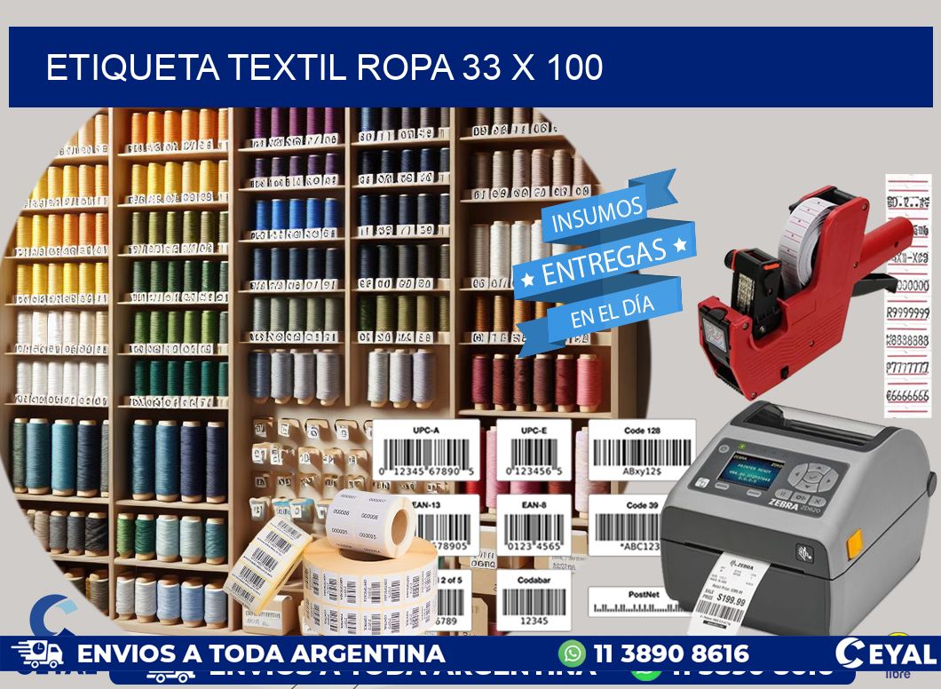 ETIQUETA TEXTIL ROPA 33 x 100