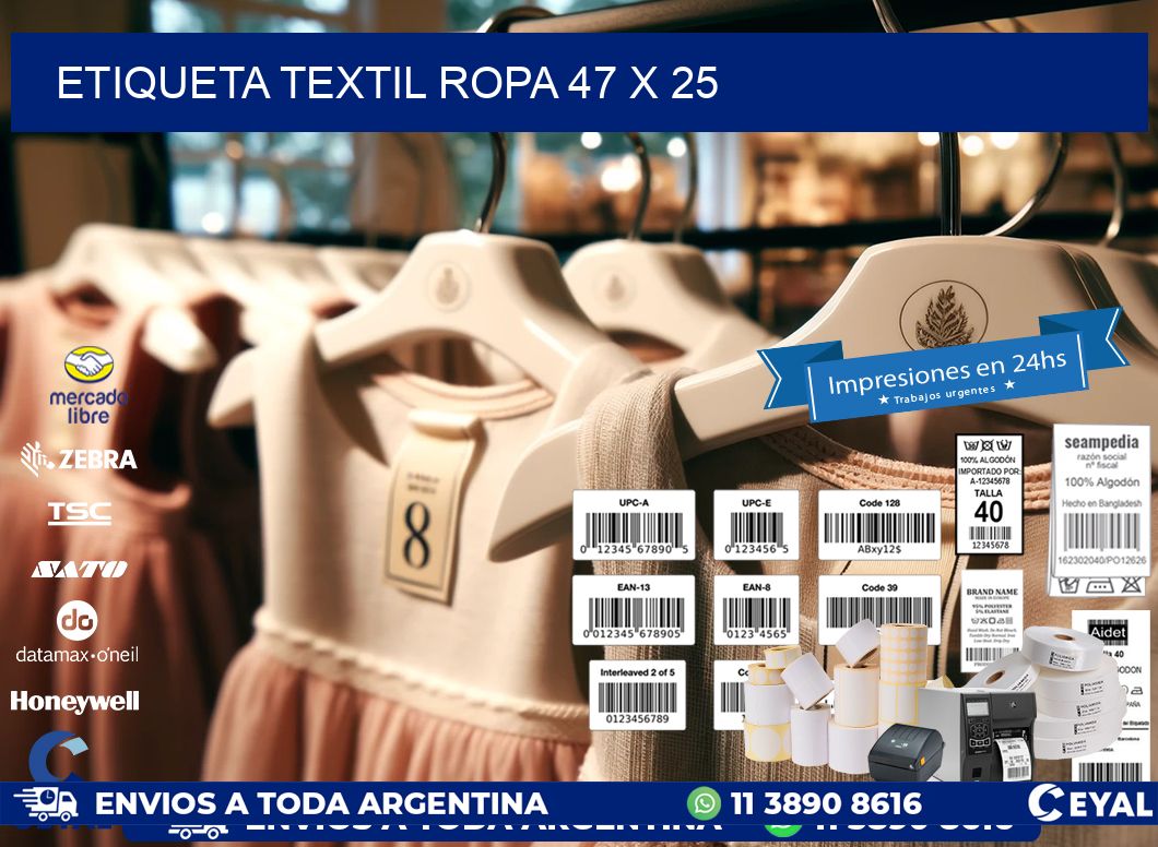 ETIQUETA TEXTIL ROPA 47 x 25