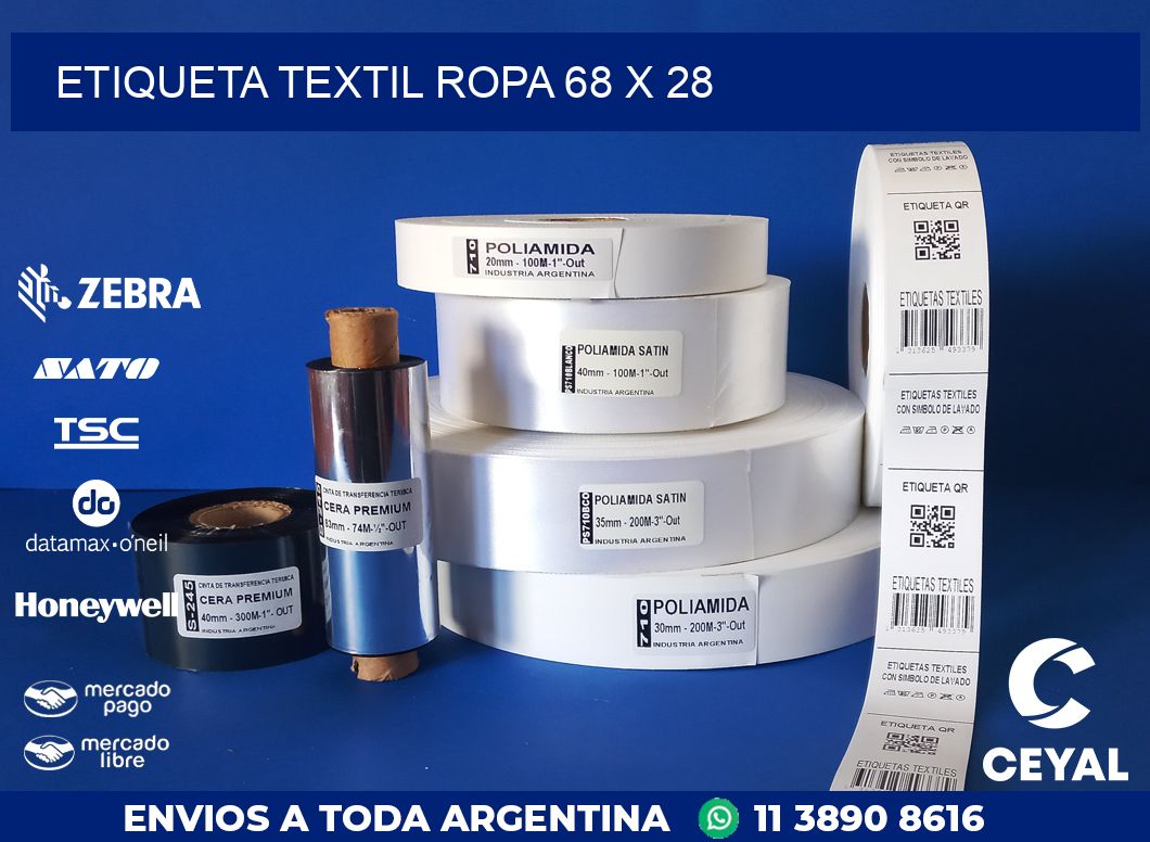 ETIQUETA TEXTIL ROPA 68 x 28