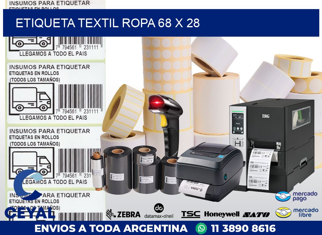 ETIQUETA TEXTIL ROPA 68 x 28
