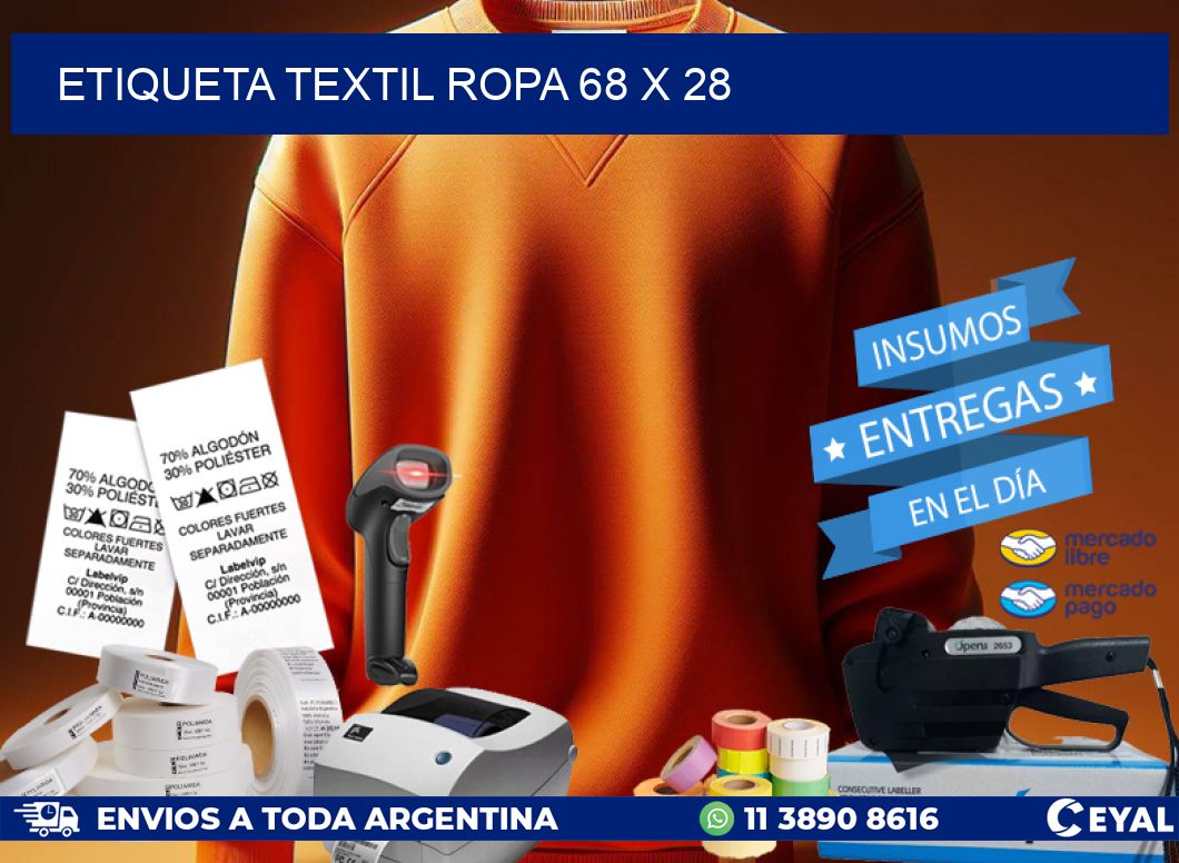 ETIQUETA TEXTIL ROPA 68 x 28