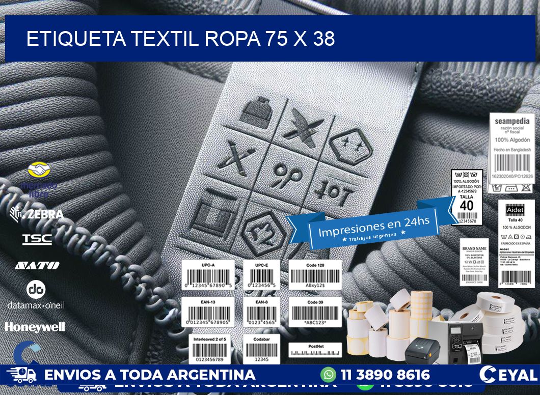 ETIQUETA TEXTIL ROPA 75 x 38