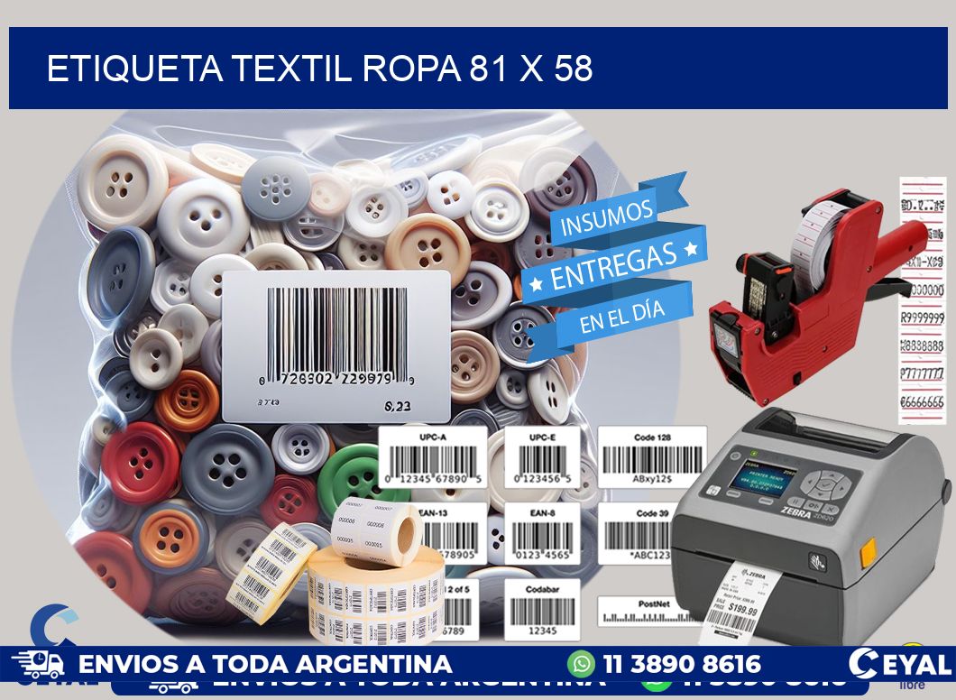 ETIQUETA TEXTIL ROPA 81 x 58