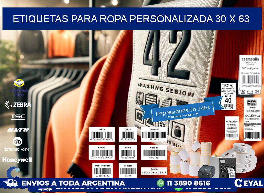 ETIQUETAS PARA ROPA PERSONALIZADA 30 x 63