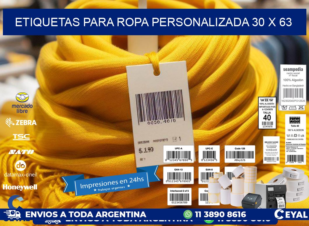 ETIQUETAS PARA ROPA PERSONALIZADA 30 x 63