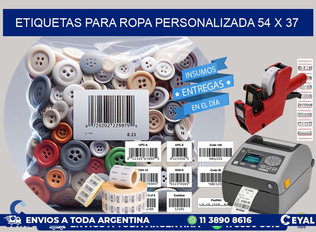 ETIQUETAS PARA ROPA PERSONALIZADA 54 x 37