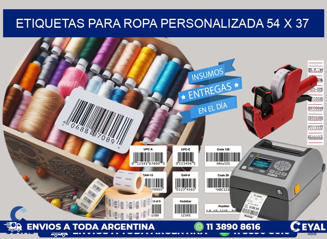 ETIQUETAS PARA ROPA PERSONALIZADA 54 x 37