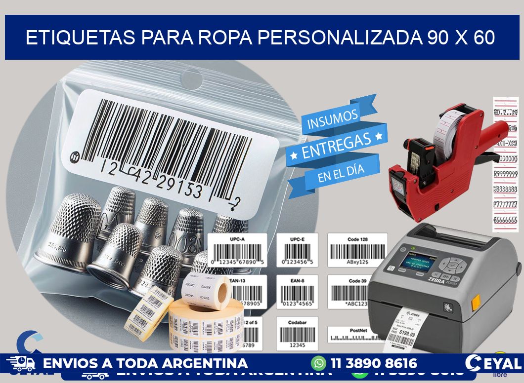 ETIQUETAS PARA ROPA PERSONALIZADA 90 x 60