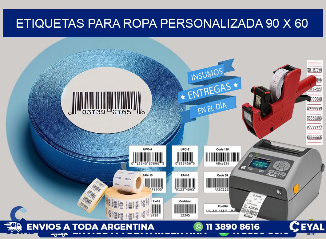 ETIQUETAS PARA ROPA PERSONALIZADA 90 x 60