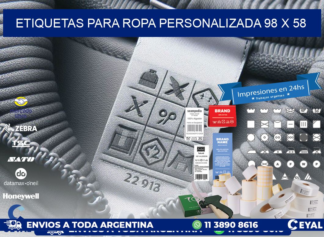 ETIQUETAS PARA ROPA PERSONALIZADA 98 x 58