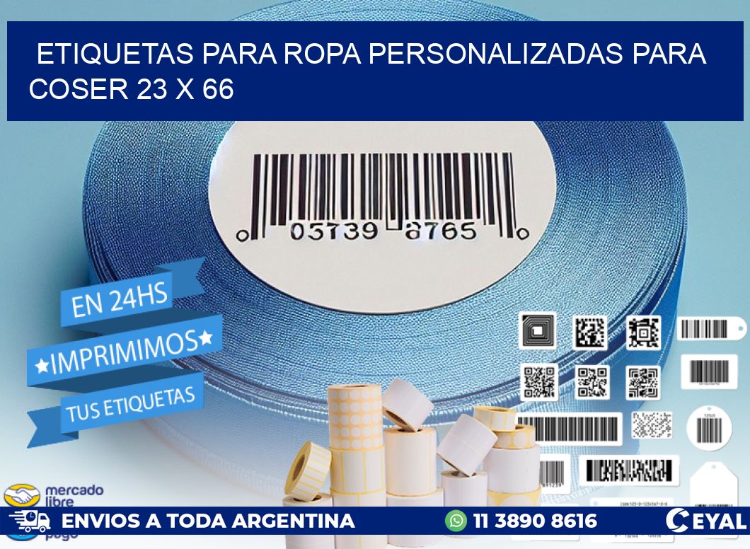 ETIQUETAS PARA ROPA PERSONALIZADAS PARA COSER 23 x 66