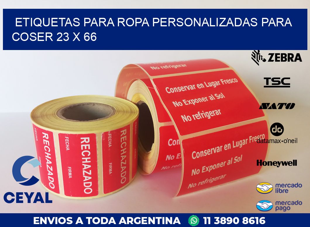 ETIQUETAS PARA ROPA PERSONALIZADAS PARA COSER 23 x 66